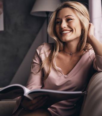 Healthy woman smiling at home